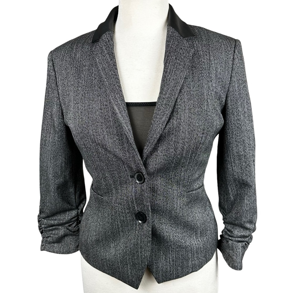 EXPRESS Women's Work Blazer with Faux Leather Accent & Cinched Sleeve Size 6